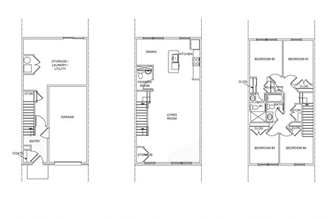 Floor plan for 4 beds, 2.5 baths, 2280 sqft